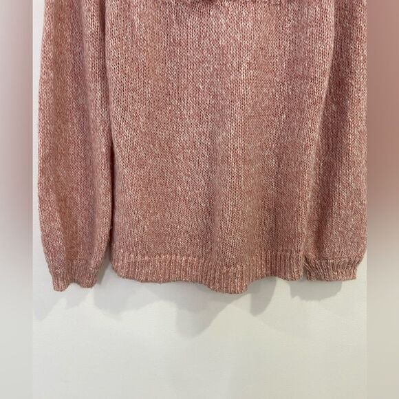 Lauren Conrad Long Sleeve Pink Fuzzy Sweater with Satin Back Bow Size Large - Picture 9 of 15